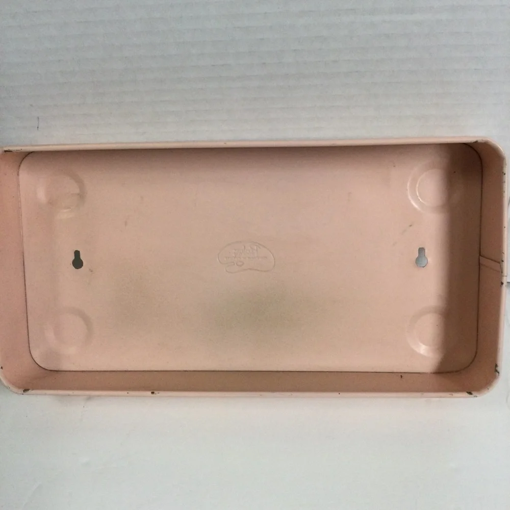 Vintage Ransburg Pink Gold Floral Metal Tissue Box Holder Mountable